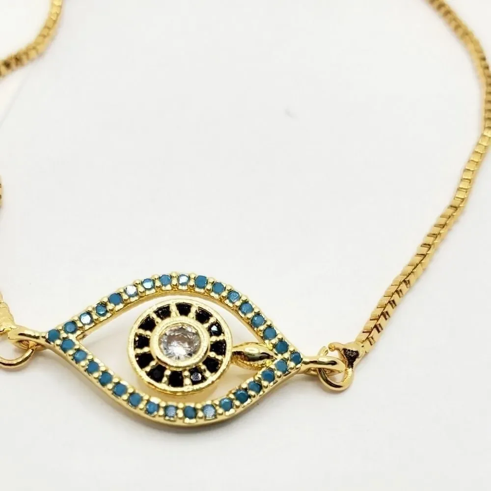 Hand Crafted Evil Eye Adjustable Slider Bracelet
